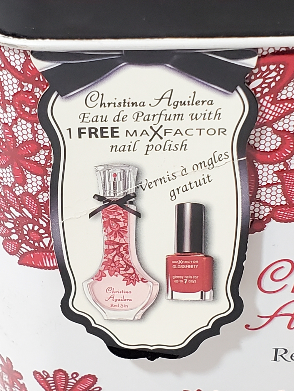 Christina Aguilera RED SIN Perfume Gift Set 1.0 oz 30ml EDP & Max Factor Polish - Picture 4 of 13